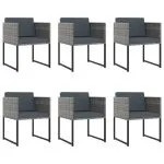 Set mobilier de grădină cu perne, 11 piese, gri, poliratan