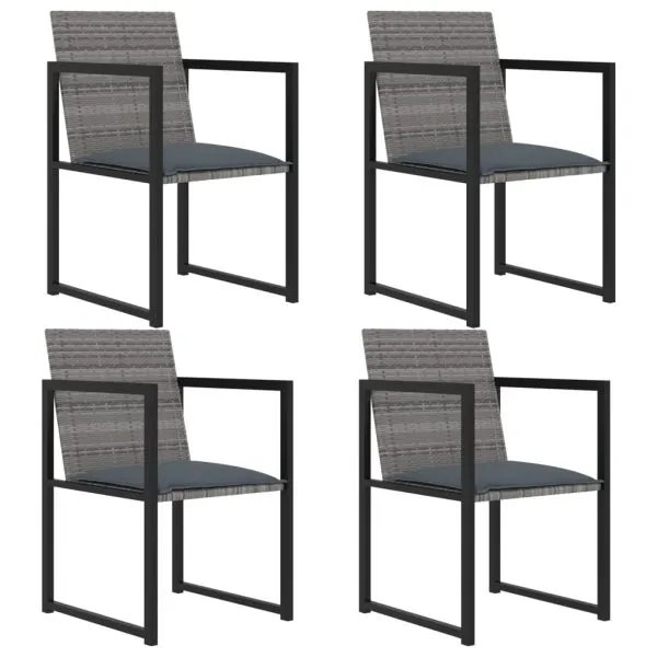 Set mobilier de exterior cu perne, 5 piese, gri, poliratan