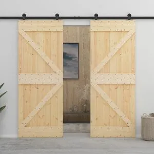 Ușă glisantă cu set feronerie, 90 x 210 cm, lemn masiv de pin