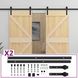 Ușă glisantă cu set feronerie, 100×210 cm, lemn masiv de pin