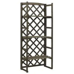 Suport plante cu spalier, gri, 60x30x140 cm, lemn masiv brad