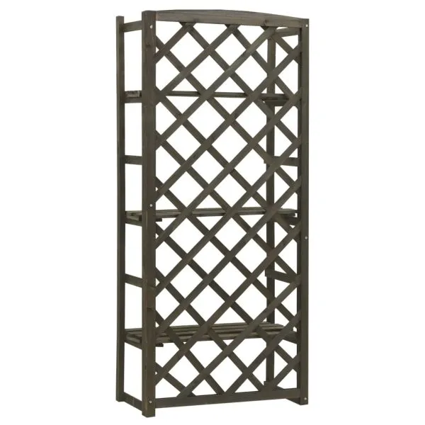 Suport plante cu spalier, gri, 60x30x140 cm, lemn masiv brad
