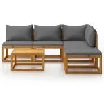 Set mobilier grădină cu perne, 6 piese, lemn masiv acacia