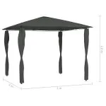 Pavilion cu huse pentru stâlpi, antracit, 3x3x2,6 m, 160 g/m²