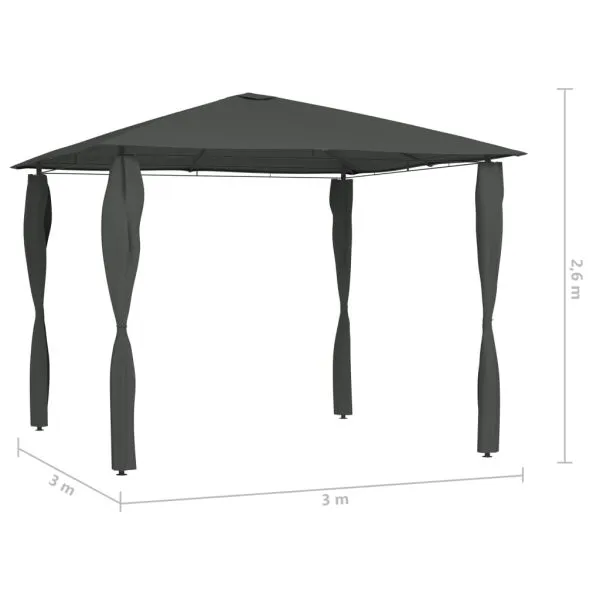 Pavilion cu huse pentru stâlpi, antracit, 3x3x2,6 m, 160 g/m²