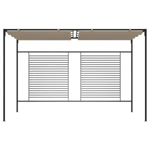 Pavilion grădină, acoperiș retractabil gri taupe 3x4x2,3 m 180 g/m²