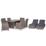 Set mobilier de exterior, 9 piese, maro, poliratan