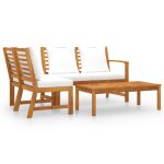 Set mobilier de grădină cu perne crem 4 piese lemn masiv acacia