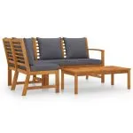 Set mobilier de grădină cu perne, 4 piese, lemn masiv de acacia