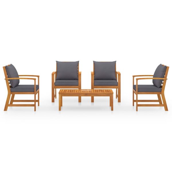 Set mobilier de grădină cu perne, 5 piese, lemn masiv acacia