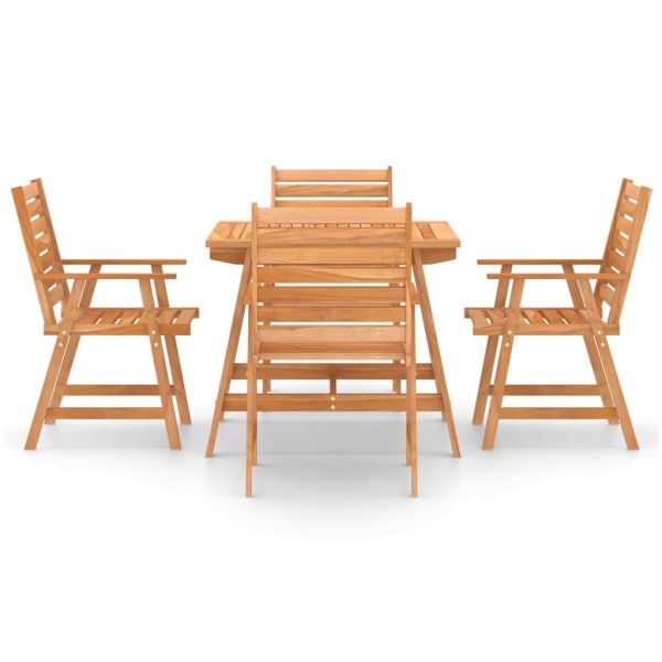 Set mobilier de masă pentru grădină, 5 piese, lemn masiv acacia