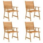 Set mobilier de masă pentru grădină, 5 piese, lemn masiv acacia