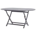 Set mobilier de grădină, 7 piese, gri, lemn masiv de acacia