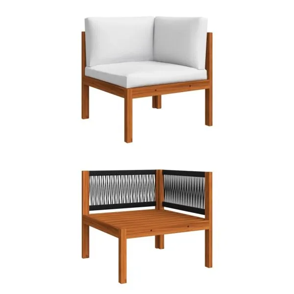 Set mobilier grădină cu perne, crem, 7 piese, lemn masiv acacia