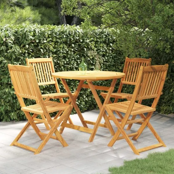 Set mobilier grădină, pliabil, 5 piese, lemn masiv acacia