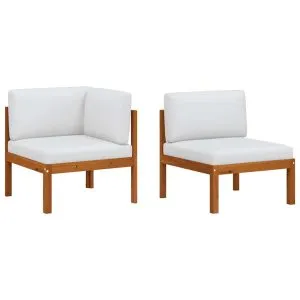 Set mobilier de grădină cu perne, 2 piese, lemn masiv de acacia