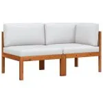 Set mobilier de grădină cu perne, 2 piese, lemn masiv de acacia
