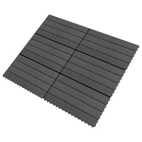 Plăci de pardoseală, 6 buc., negru, 60×30 cm, WPC, 1,08 m²