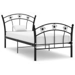 Cadru de pat, cu model de fotbal, negru, 90×200 cm, metal