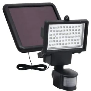 Reflector solar de grădină cu LED & senzor, negru