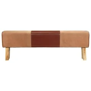 Bancă Bok gimnastică maro 160 cm piele naturală/lemn acacia