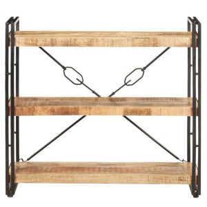 Bibliotecă cu 3 rafturi, 90x30x80 cm, lemn masiv de mango
