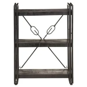 Bibliotecă cu 3 rafturi, negru, 60x30x80 cm, lemn masiv mango