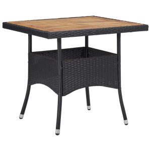 Set mobilier grădină, 3 piese, negru, poliratan și lemn acacia