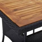 Set mobilier grădină, 3 piese, negru, poliratan și lemn acacia