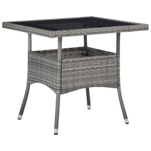 Set mobilier de exterior, 5 piese, gri, poliratan și sticlă