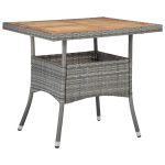 Set mobilier grădină, 5 piese, gri, poliratan, lemn acacia