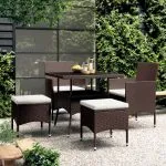 Set mobilier de grădină, 5 piese, poliratan