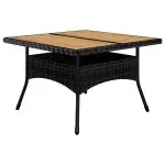 Set mobilier grădină, 9 piese, negru, poliratan și lemn acacia