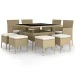 Set mobilier de grădină, 9 piese, poliratan