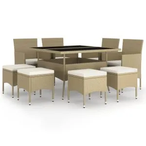Set mobilier de grădină, 9 piese, poliratan