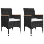 Set mobilier bistro grădină 3 piese negru poliratan și sticlă