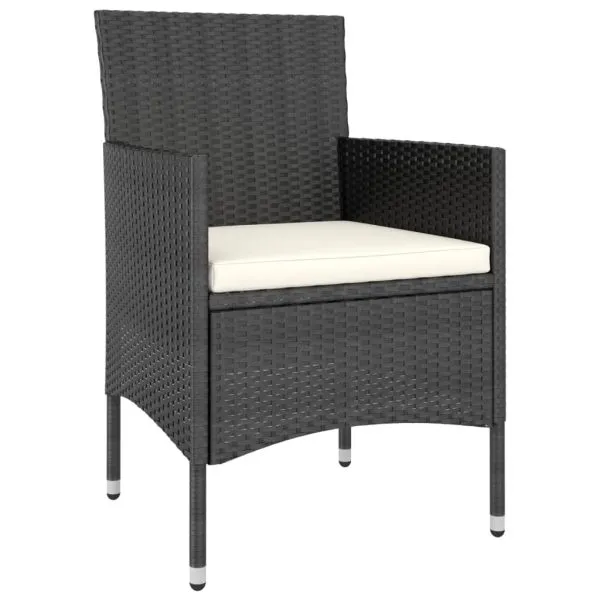Set mobilier grădină, 5 piese, negru, poliratan și lemn acacia