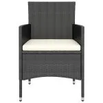 Set mobilier grădină, 5 piese, negru, poliratan și lemn acacia
