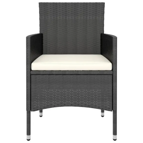 Set mobilier grădină, 5 piese, negru, poliratan și lemn acacia