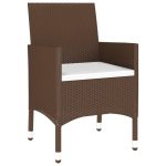 Set mobilier grădină,5 piese,maro,poliratan/sticlă securizată