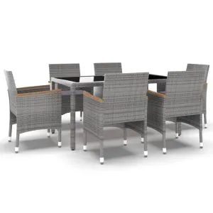 Set mobilier grădină, 5 piese, gri, poliratan/sticlă tratată