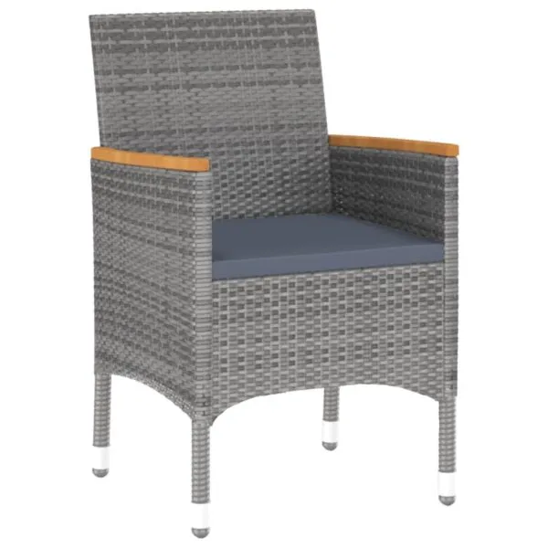 Set mobilier grădină, 5 piese, gri, poliratan/sticlă tratată