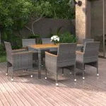 Set mobilier de grădină, 7 piese, poliratan