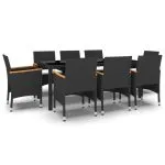 Set mobilier de grădină, 9 piese, poliratan