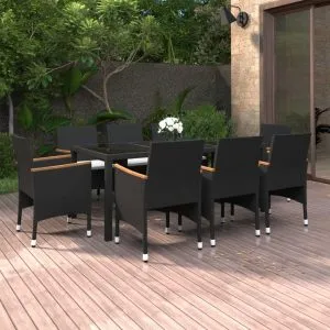 Set mobilier de grădină, 9 piese, poliratan