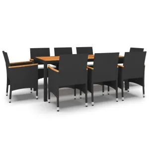 Set mobilier de grădină, 9 piese, poliratan
