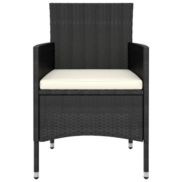 Set mobilier de grădină, 5 piese, negru, poliratan