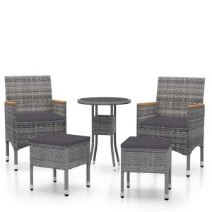 Set mobilier de grădină, 5 piese, gri, poliratan