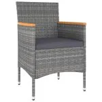 Set mobilier de grădină, 5 piese, gri, poliratan