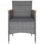 Set mobilier de grădină, 5 piese, gri, poliratan